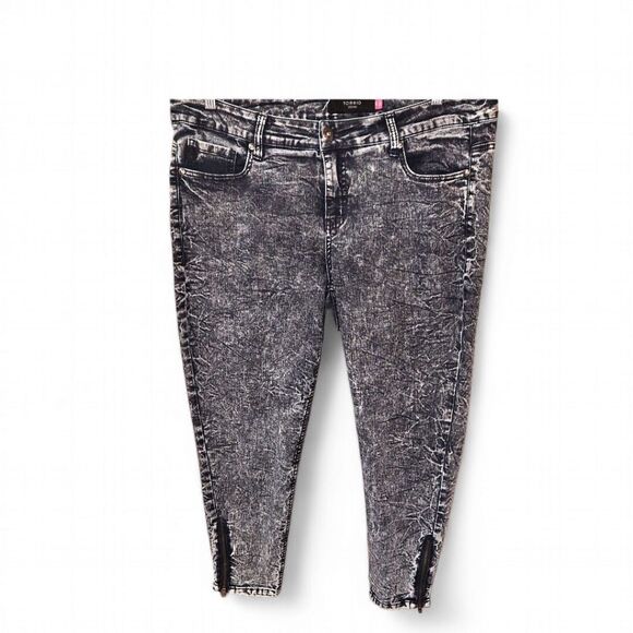 TORRID New Black Stone Washed Plus Size Skinny Ankle Zip Jeans Size 20 - Picture 2 of 16